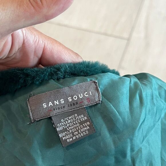 Sans Souci Green Faux Fur bomber jacket size s - Picture 7 of 7
